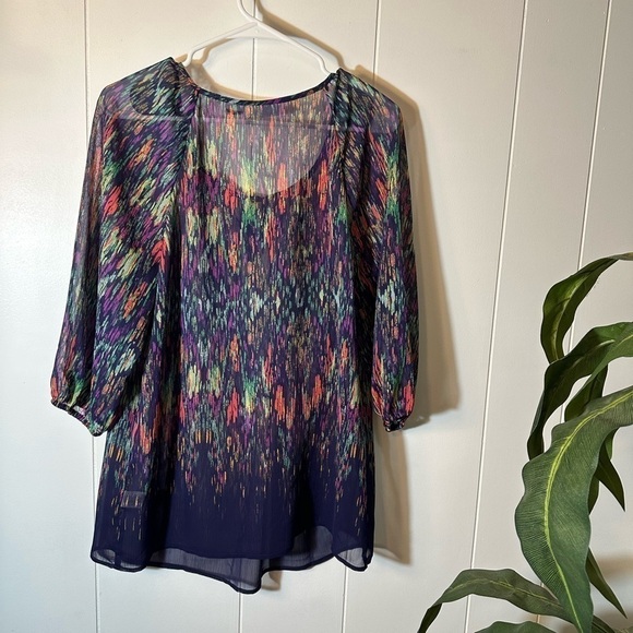 Liz Claiborne Women’s Multicolor Sheer Blouse Size Medium - Picture 3 of 10